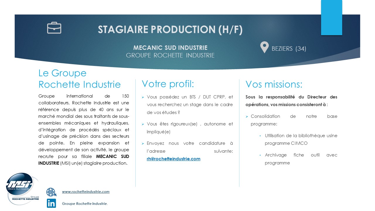 STAGE OPÉRATEUR DE PRODUCTION H/F - Rochette industrie